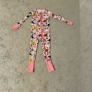 2T little sleepies pink dinosaur convertible footie pajamas